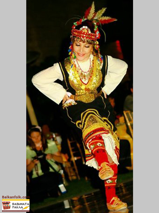 Шопски литак - литак, риза, украса за глава, чорапи. The costume I purchased in Sofia, and the head dress I made.