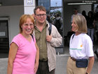 Marjo and Christoffer from Finland and Anna from Australia in the Sofia airport