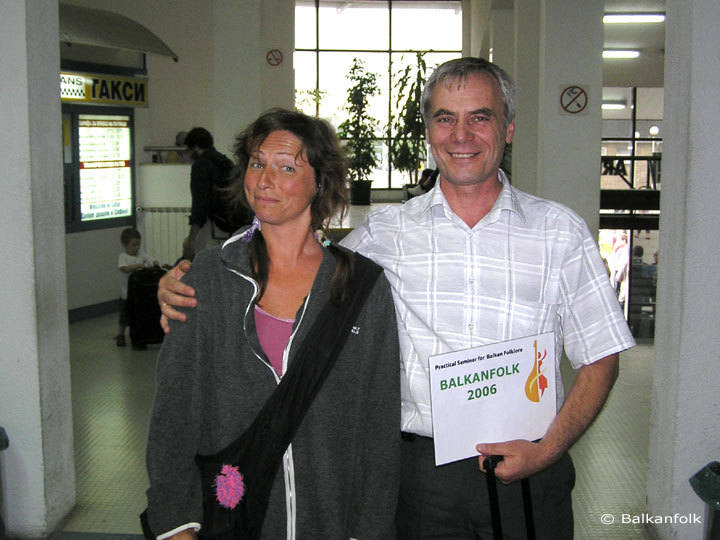 Katharina from Germany and Emil in the Sofia airport