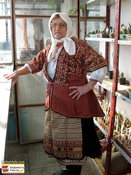 Bulgarian costume Malchika village, Pleven - shirt, pinafore, apron "shorts" overcoat "kutsaveyka, cloth